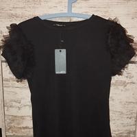 T-shirt donna con maniche tulle