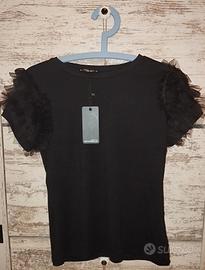 T-shirt donna con maniche tulle