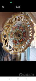 Lampadario ceramica e ferro battuto interamente fa