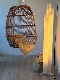 Poltrona Sospesa Vimini Bamboo Anni 70