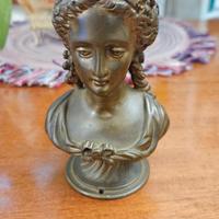 Busto In Bronzo D'epoca Donna Con Acconciatura
