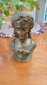 Busto In Bronzo D'epoca Donna Con Acconciatura
