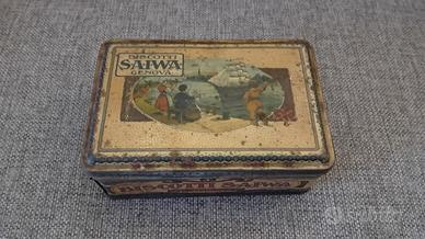 Vecchia Scatola Latta Biscotti Saiwa Genova 