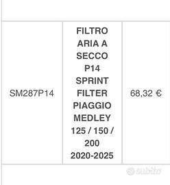 Sprint Filter P14 Piaggio Medley 125