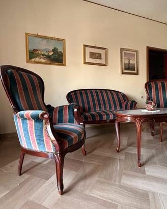 Salottino classico vintage in legno – divano, 2 po