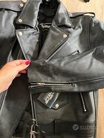 Giubbino in pelle per moto con imbottitura