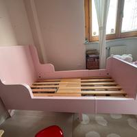 BUSUNGE Letto allungabile, rosa chiaro, 80x200 cm