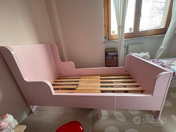 BUSUNGE Letto allungabile, rosa chiaro, 80x200 cm