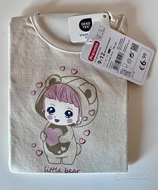 T-shirt bimba beige stampata 9-12 mesi