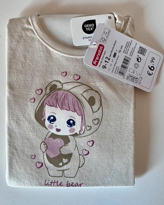 T-shirt bimba beige stampata 9-12 mesi