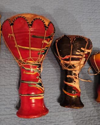 Set di 3 Tamburi Etnici Decorativi / Strumenti Mus