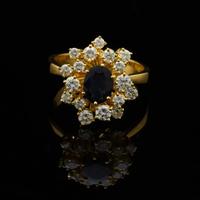 ANELLO MARGHERITA ORO 18KT DIAMANTI E ZAFFIRO 1.55