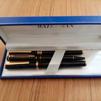 Set 2 penne stilografiche e una a sfera placcate o