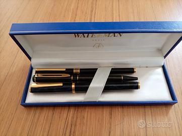 Set 2 penne stilografiche e una a sfera placcate o