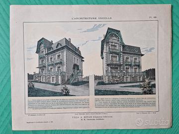 Stampa antica 1900 architettura Royan - Villa 