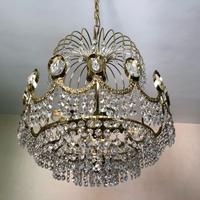 Lampadario in cristallo Swarovski cornice oro