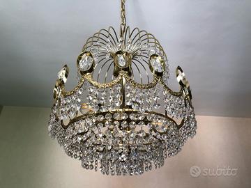 Lampadario in cristallo Swarovski cornice oro