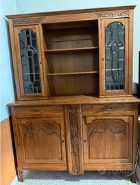 credenza con vetrina in legno massiccio