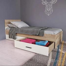 Letto singolo con cassettoni 