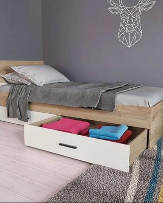 Letto singolo con cassettoni 