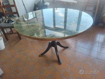 Tavolo  vintage in onice e  legno