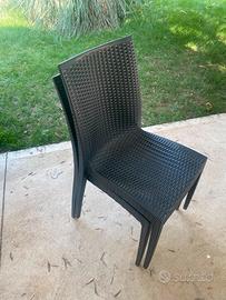 10 sedie impilabili plastica finitura vimini