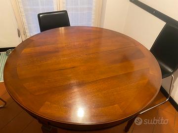 Tavolo rotondo allungabile in noce 110cm+90