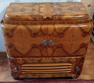 Jukebox mobile bar anni 30 con radio e giradischi