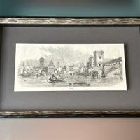 Antica stampa fine 800 PAVIA silografia in cornice