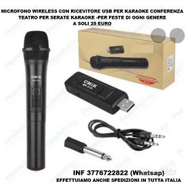 MICROFONO WIRELESS CON RICEVITORE USB
