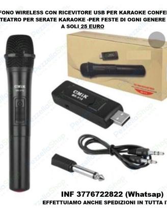 MICROFONO WIRELESS CON RICEVITORE USB