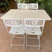 Tavolo e sedie in metallo da giardino 80x140