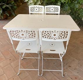 Tavolo e sedie in metallo da giardino 80x140
