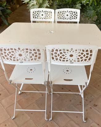 Tavolo e sedie in metallo da giardino 80x140