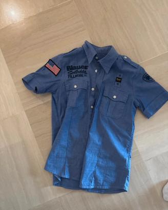 Camicia blauer blu a manichr corte