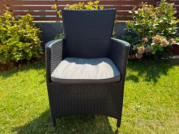4 sedie (poltroncine) da giardino in ecorattan