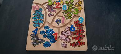 GIOCO NUMERI IN LEGNO