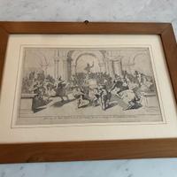 Cornice in noce con stampa vintage