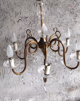 lampadario antico in cristallo 