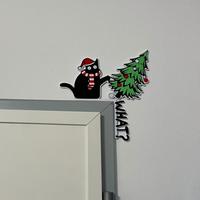 Decorazione porta o finestra natale, gatto