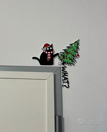 Decorazione porta o finestra natale, gatto