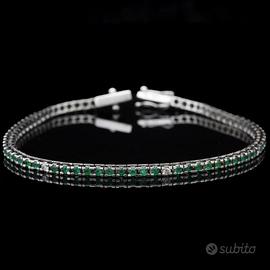 TENNIS BRACCIALE IN ORO 18KT BRILLANTI E SMERALDI