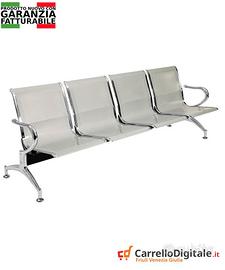 Sedie da attesa in acciaio – NUOVE – 4 posti