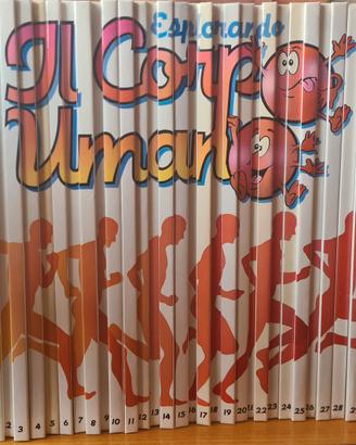 Libri, VHS e atlante "Esplorando il corpo umano".