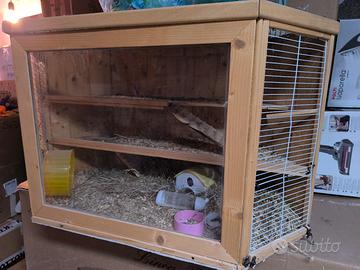Gabbia criceti realizzata a mano in legno 