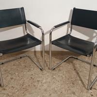 Coppia Sedie "Cantilever" anni 70 acciao cuoio 