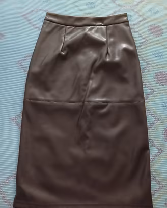 Gonna ecopelle colore marrone bruciato  taglia xs