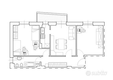 Camera singola in trilocale