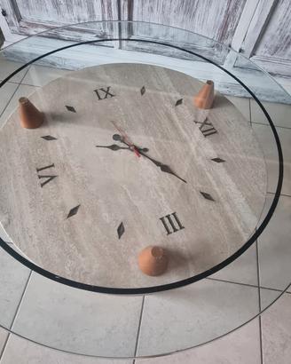 Tavolino con vetro e orologio 
