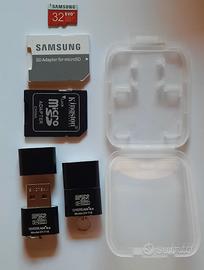 kit microSD 32 gb e adattatori microSD->USB + case